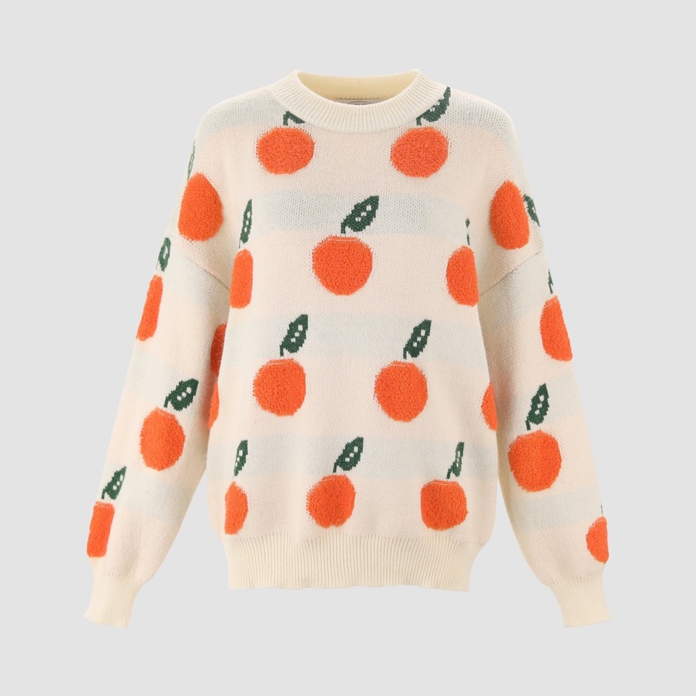 Cider Orange Fruit Pattern Sweater